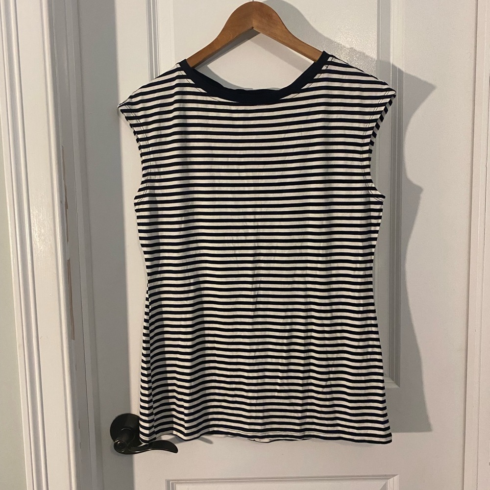 Catherine Malandrino Sleeveless Striped Top Bow Details NWT